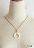 Boho Necklace, Ox Horn, Shell White and Black Onyx Crescent
